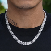 10MM 2 Rows VVS Moissanite Straight Edge Cuban Link Chain