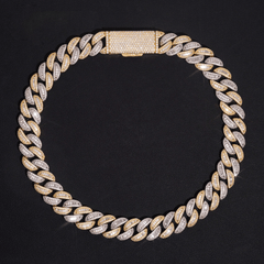 GL 15mm Two Tone iced out Jewelry S925 VVS Moissanite Diamond Cuban Chain Necklace