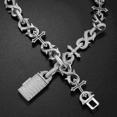 21.4MM Infinity Cross Charm VVS Moissanite Cuban Chain Necklace