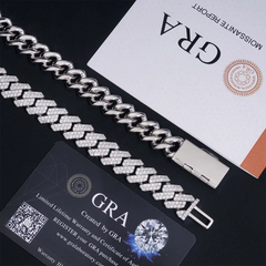 13MM 2 Rows VVS Moissanite EDG Cuban Link Chain Necklace