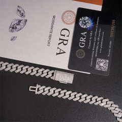 12MM 2 Rows VVS Moissnaite Drill Rhomb-edged Cuban Link Chain