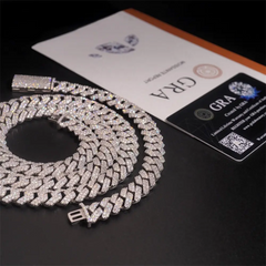 12MM 2 Rows VVS Moissnaite Drill Rhomb-edged Cuban Link Chain
