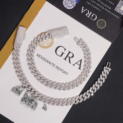 8MM 2 Rows Hiphop VVS Moissanite Miami Cuban Link Chain