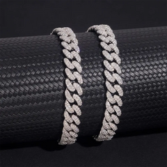 8MM 2 Rows Hiphop VVS Moissanite Miami Cuban Link Chain