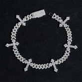 6MM Single Row VVS Moissanite Cuban Chain with 13mm Cross Link