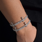 6MM Single Row VVS Moissanite Cuban Chain with 13mm Cross Link