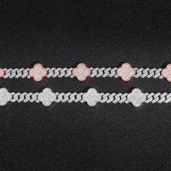 8MM Four-leaf Clover VVS Moissanite Cuban Link Chain