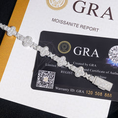 10MM 13MM Iced Out Clover VVS Moissanite Diamond Cuban Chain Bracelet