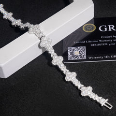 10MM 13MM Iced Out Clover VVS Moissanite Diamond Cuban Chain Bracelet