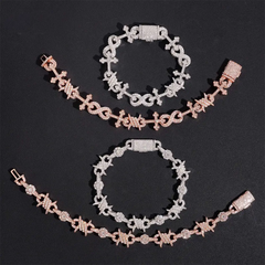 9.7MM Infinity Cross Cuban Link Chain Bracelet
