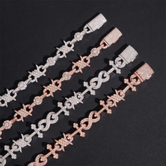 9.7MM Infinity Cross Cuban Link Chain Bracelet