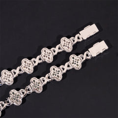 GL Hip Hop Clover S925 Silver Moissanite Diamond Cuban Chain