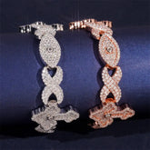 Infinity Eyes Cross Iced Out VVS Moissanite Diamond Cuban Link