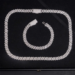 8MM 2 Rows Hip Hop VVS Moissanite EDG Cuban Link Chain