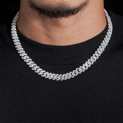 8MM 2 Rows Hip Hop VVS Moissanite EDG Cuban Link Chain