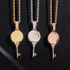 Custom Key Charm Necklace Bezel Photo Pendant