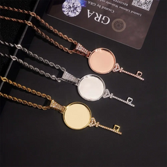 Custom Key Charm Necklace Bezel Photo Pendant