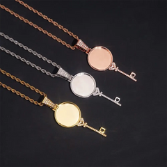 Custom Key Charm Necklace Bezel Photo Pendant