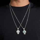 Iced Out Princess Cut Moissanite Cross Pendant Necklace