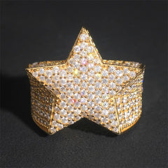 GL Star Design Iced Out Moissanite Diamond Ring