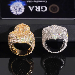 GL Hiphop Baguette Cut 5A+ Diamond Cross Ring