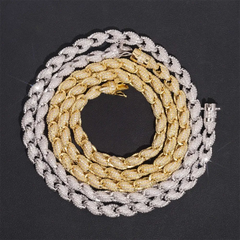 7.5MM Fully Iced Out Twist VVS Moissanite Rope Cuban Chain