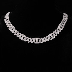 GL 16mm Prong Baguette Cuban Link Chain 5A+ Diamond 16k Gold Plated