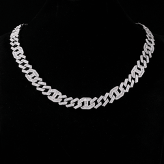 GL 16mm Prong Baguette Cuban Link Chain 5A+ Diamond 16k Gold Plated