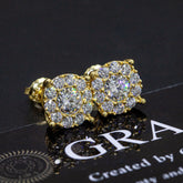 【US 3 Days Delivery】GL 8.8mm Full lced Out Moissanite Halo 16K Gold Plated S925 Silver Earrings