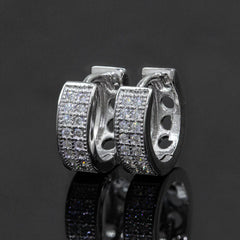 【US 3 Days Delivery】GL Two-Rows VVS Moissanite S925 Silver Hoop Earring 16K Gold Plated