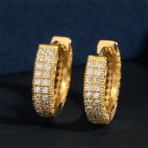【US 3 Days Delivery】GL Paved VVS Moissanite S925 Silver Hoop Earring 16K Gold Plated