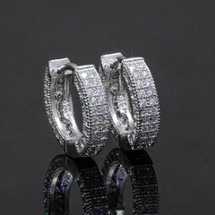 【US 3 Days Delivery】GL Paved VVS Moissanite S925 Silver Hoop Earring 16K Gold Plated