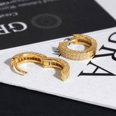 【US 3 Days Delivery】GL Paved VVS Moissanite S925 Silver Hoop Earring 16K Gold Plated