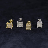 【US 3 Days Delivery】GL 8MM Paved VVS Round Cut Moissanite Iced Out Square Earring