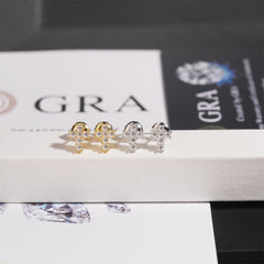 【US 3 Days Delivery】GL Iced Out Tiny Cross Earring Paved VVS Round Cut Moissanite 16K Gold Plated
