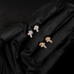 【US 3 Days Delivery】GL Iced Out Tiny Cross Earring Paved VVS Round Cut Moissanite 16K Gold Plated