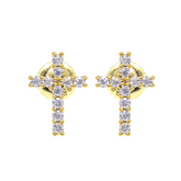 【US 3 Days Delivery】GL Iced Out Cross Earring Paved VVS Round Cut Moissanite 16K Gold Plated