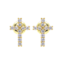 【US 3 Days Delivery】GL Iced Out Cross Earring Paved VVS Round Cut Moissanite 16K Gold Plated