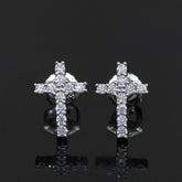 【US 3 Days Delivery】GL Iced Out Cross Earring Paved VVS Round Cut Moissanite 16K Gold Plated