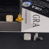【US 3 Days Delivery】GL Silver Gold Plated Square Moissanite Diamond Stud Earrings
