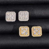 【US 3 Days Delivery】GL Silver Gold Plated Square Moissanite Diamond Stud Earrings