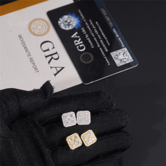 GL Silver Gold Plated Square Moissanite Diamond Stud Earrings