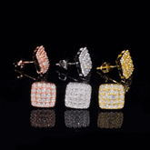GL Hiphop Jewelry 925 Sterling Silver VVS Moissanite Square Earrings