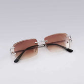 GL Hip-Hop Rimless Sunglasses VVS Moissanite Inlay Bridge & Multicolor Lenses Metal Arms