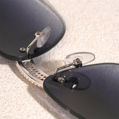 GL Hip-Hop Rimless Sunglasses VVS Moissanite Inlay Bridge & Multicolor Lenses Wooden Arms