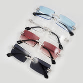 GL Hip-Hop Rimless Sunglasses VVS Moissanite Inlay Bridge & Multicolor Lenses Moissanite Metal Arms