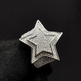 GL Hip Hop Duoble-layered Star Shaped Pave Moissanite Diamond Ring