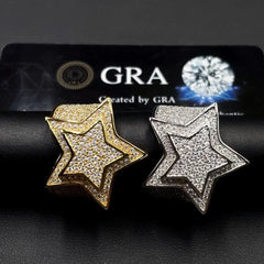 GL Hip Hop Duoble-layered Star Shaped Pave Moissanite Diamond Ring