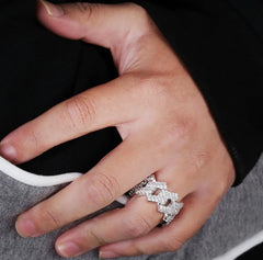 GL Luxury Fine Jewelry Hip Hop Rapper Iced Out Mens S925 Silver Moissanite Ring