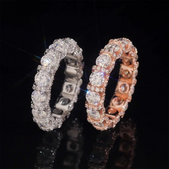 GL 925 Sterling Silver Gold Plated Round Moissanite Engagement Ring